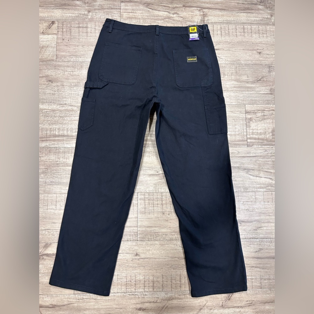 Caterpillar Womens Black canvass Straight Leg Pants carpenter work workwear CAT